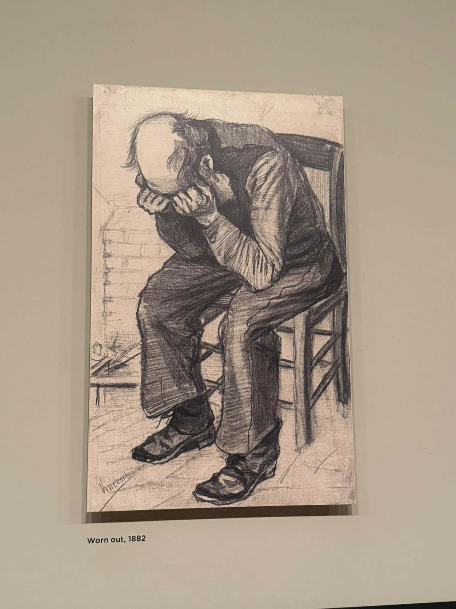 Van Gogh’s 1882 drawing Worn Out - an exhausted man with his head in his hands